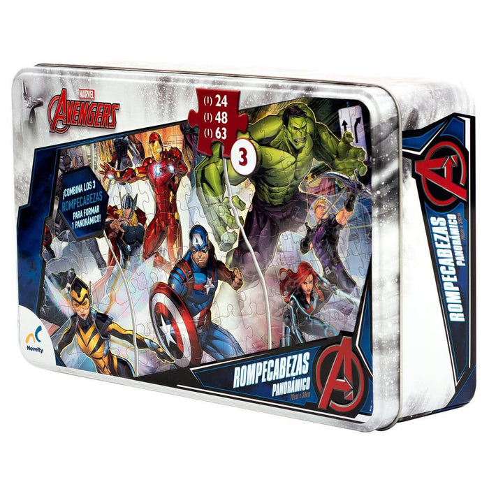 Avengers - Rompecabezas 3 en 1 Caja de Metal