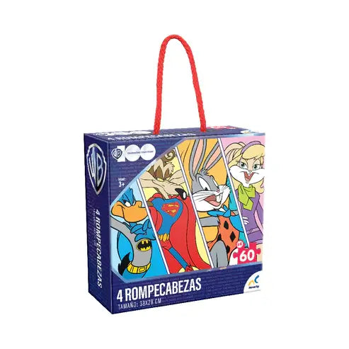 4 rompecabezas en 1 Looney tunes 100 años Warner Bros