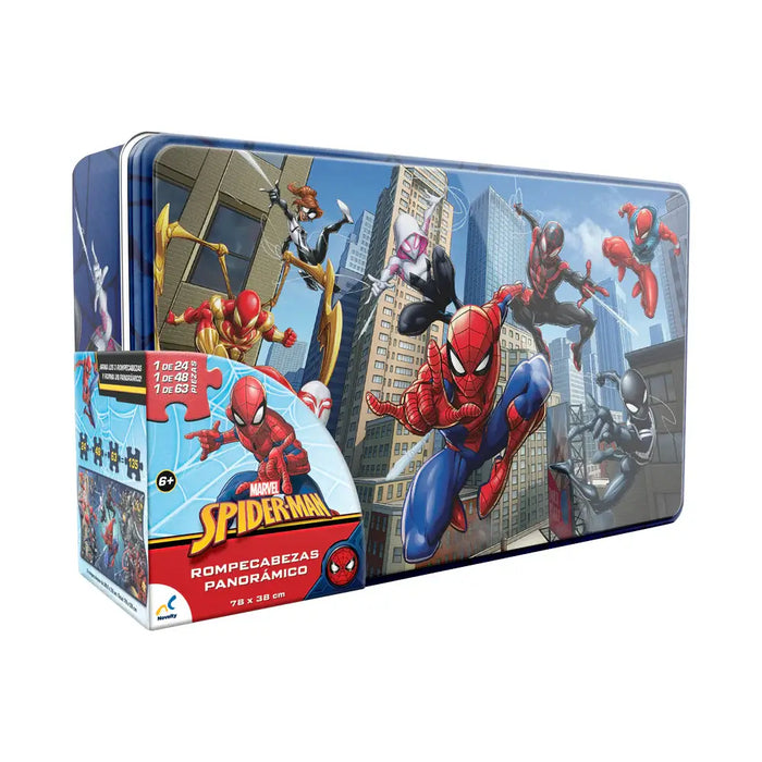Spiderman Rompecabezas 3 en 1 Caja Metalica Novelty