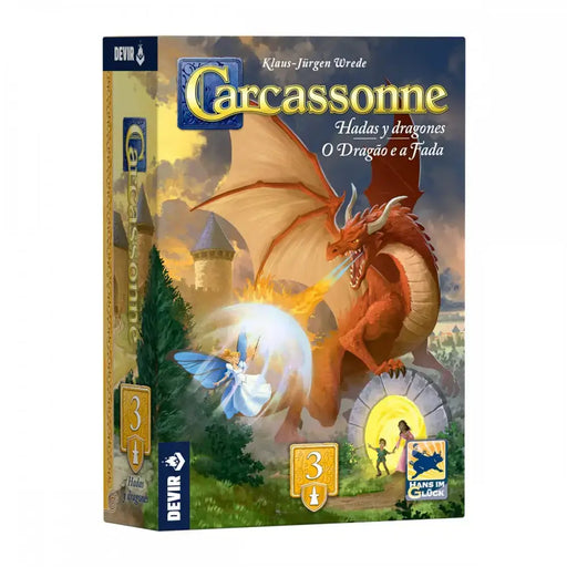 Carcassonne Expansión 3 Dragones y Hadas (Tercera Edición) Expansión de Juego de Mesa Devir