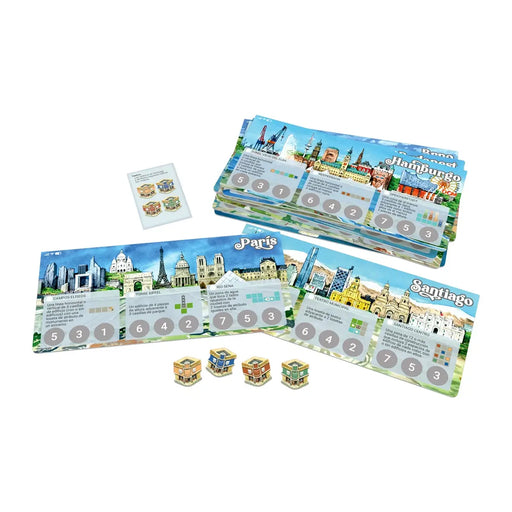 Cities Tableros de logro de Ciudad + Teatro Expansión de Juego de Mesa Devir