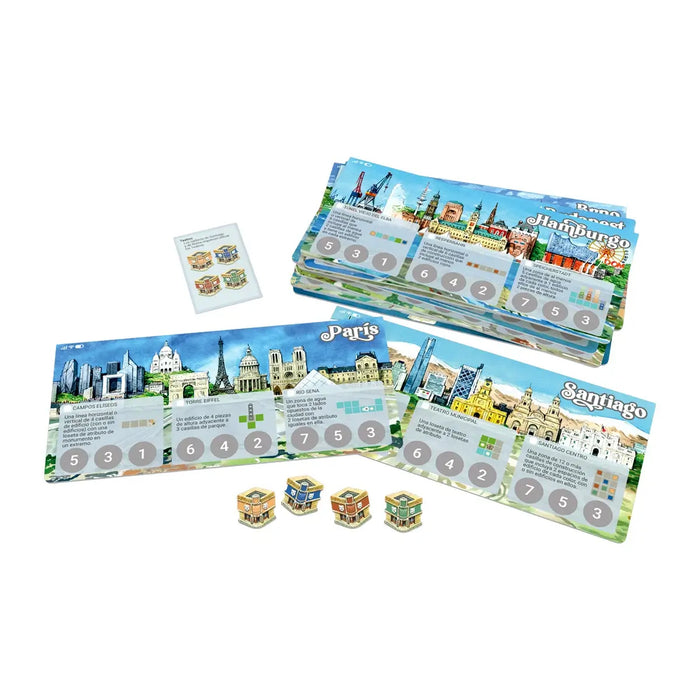 Cities Tableros de logro de Ciudad + Teatro Expansión de Juego de Mesa Devir
