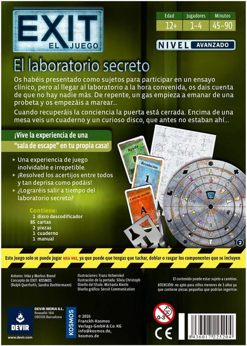 EXIT 03 El Laboratorio Secreto Juego de Mesa Devir