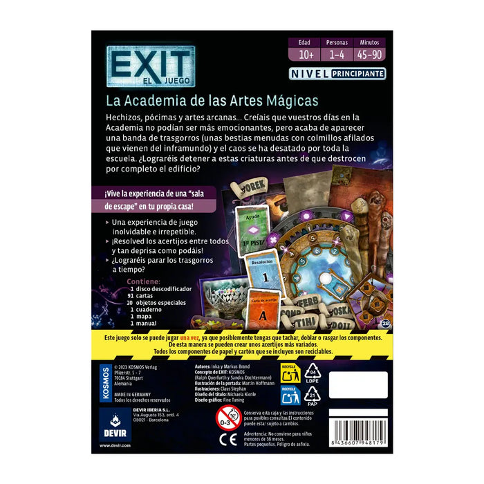 EXIT 29 La Academia de las Artes Mágicas Juego de Mesa Devir