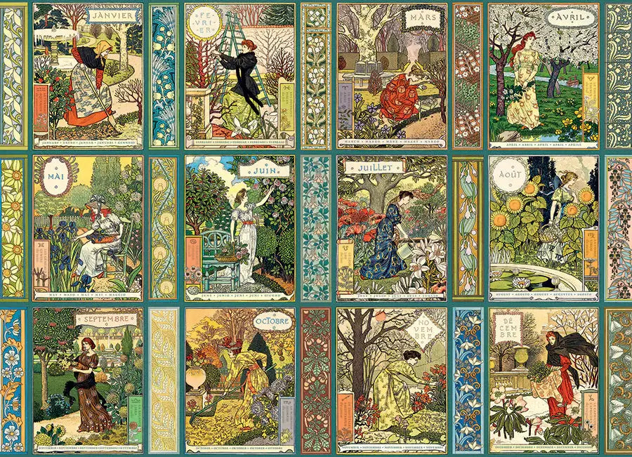 Jardiniere Calendario de Jardinero Eugene Grasset Rompecabezas 1000 Piezas Cobble Hill