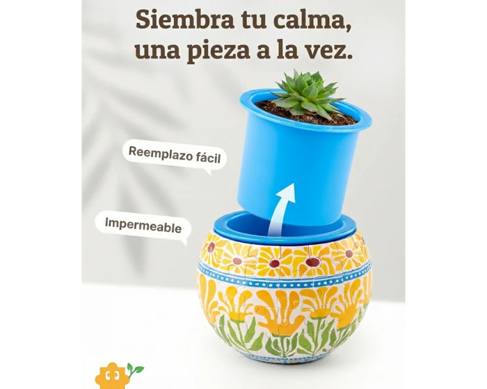 Maceta Flores de Verano - Rompecabezas 3D Plastificado