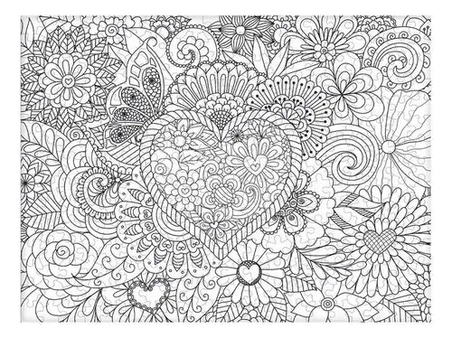 Mandalas Corazón Rompecabezas para Colorear Novelty