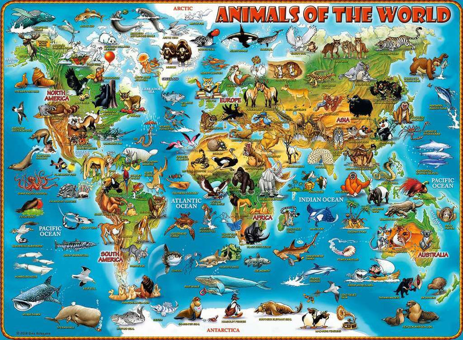 Mapa Animales del Mundo Rompecabezas 300 Piezas XXL Trefl