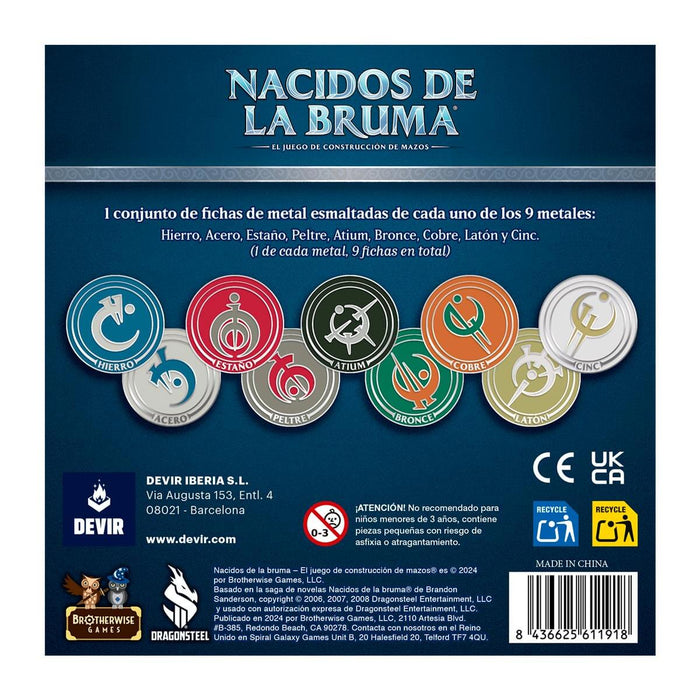 Nacidos de la Bruma Fichas de Metal Expansión de Juego de Mesa Devir