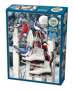 Pájaros y Patines en Invierno Rompecabezas 500 Piezas Cobble Hill 