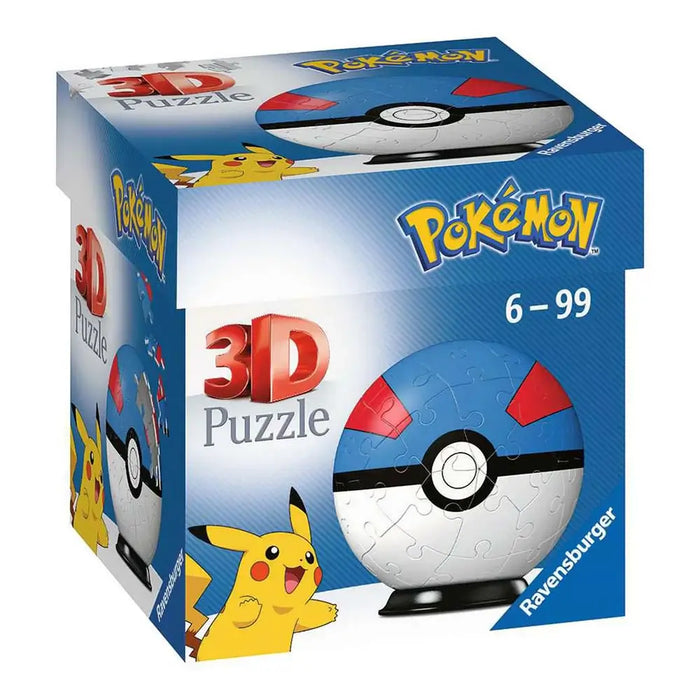 Pokémon Superball Azul 3D Rompecabezas 3D Plastificado 54 Piezas Ravensburger