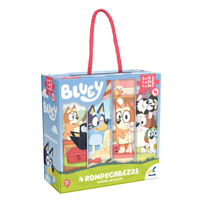 Bluey - Rompecabezas 4 en 1 de 12, 24 y 36 Piezas Novelty
