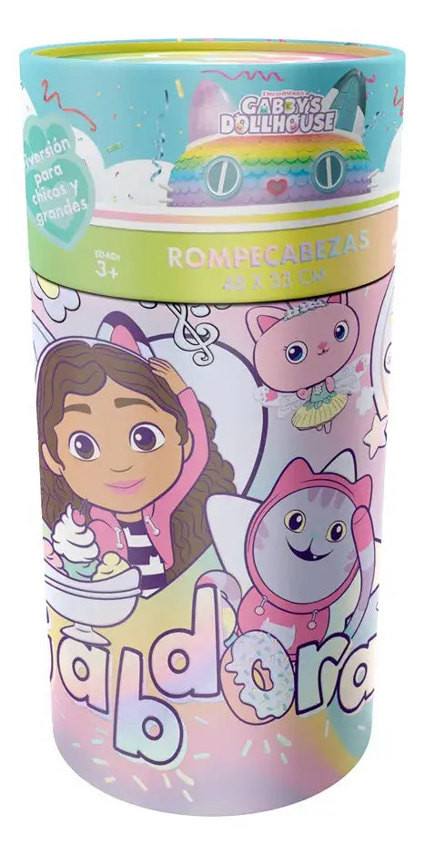 Rompecabezas Infantil Gabbys Dollhouse Rompecabezas Novelty de Cartón en Cilindro