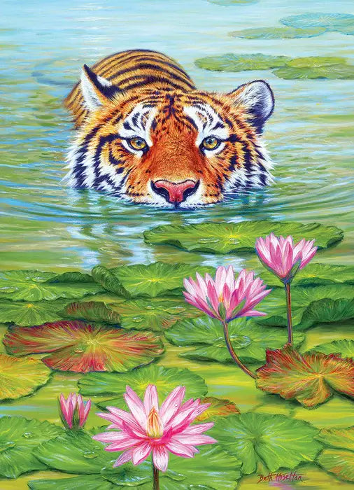 Tigre Flores de Loto Rompecabezas 1000 Piezas Cobble Hill 