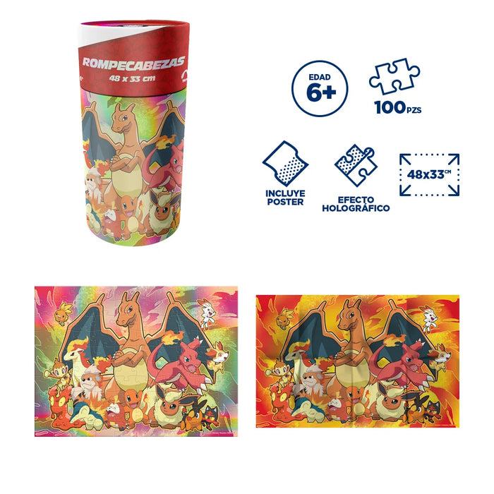 www.lamazmorra.mx › products › pok-mon-fuego-cilindro-rompecabezas-100-piezas