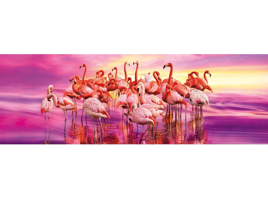 Danza de Flamingos - Rompecabezas Panoramico 1000 Piezas
